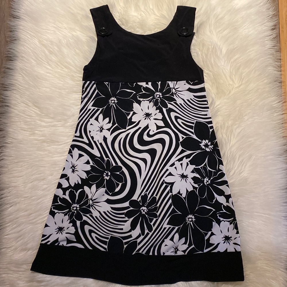 Tattoo Tank top tunic dress size small black and white floral print